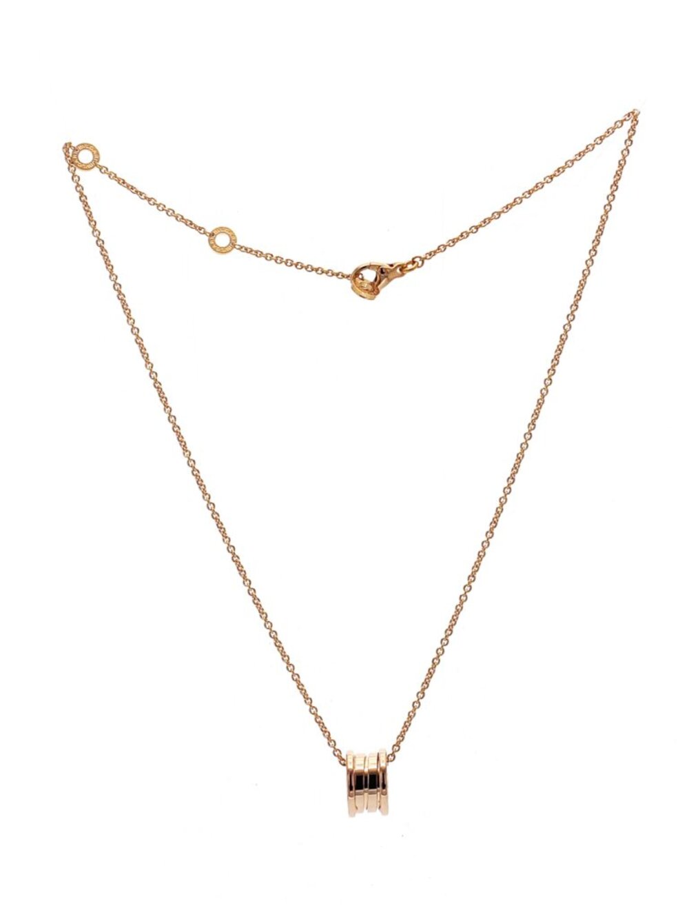 Auth Bulgari Bvlgari 18K Rose Gold B Zero 1 Pendant Necklace Size 15"-18" $4200